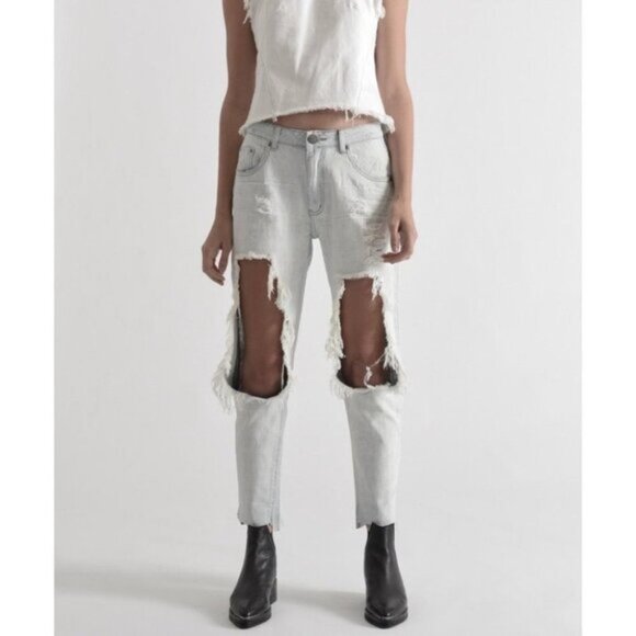 Free People One Teaspoon Awesome Baggies Jeans Straight Leg High Waist Size 24 - Picture 10 of 16